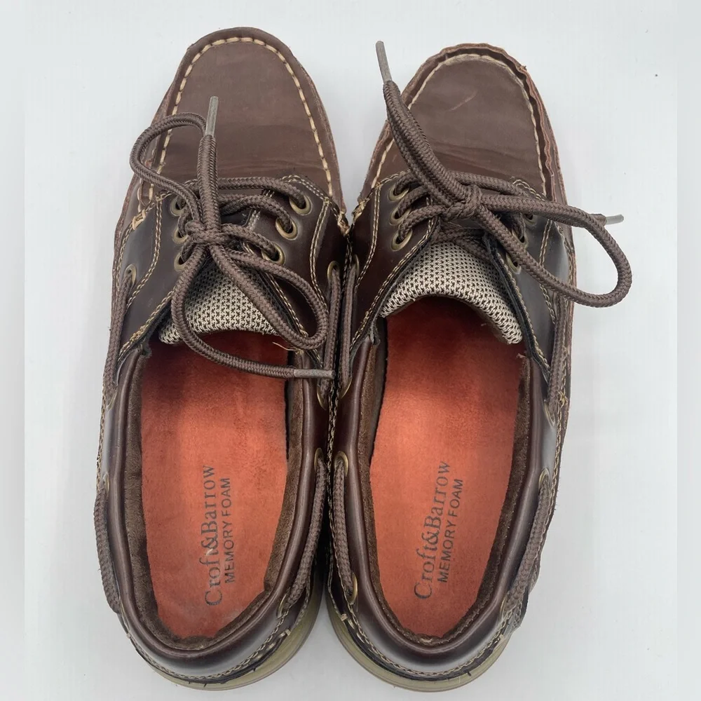 Croft & Borrow Dark Brown Memory Foam Boat Shoes, Men’s Size 8